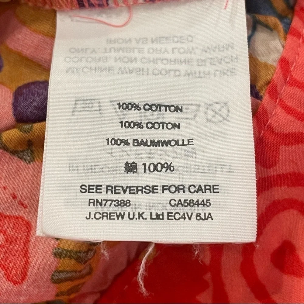 J. Crew 100% Cotton Multicolor Wrap Top Size Small